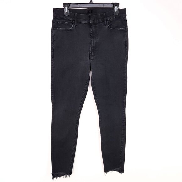 Mother Jeans Womens 32 Black Stunner Zip Ankle Step Fray High Rise Stretch Denim - Picture 1 of 14